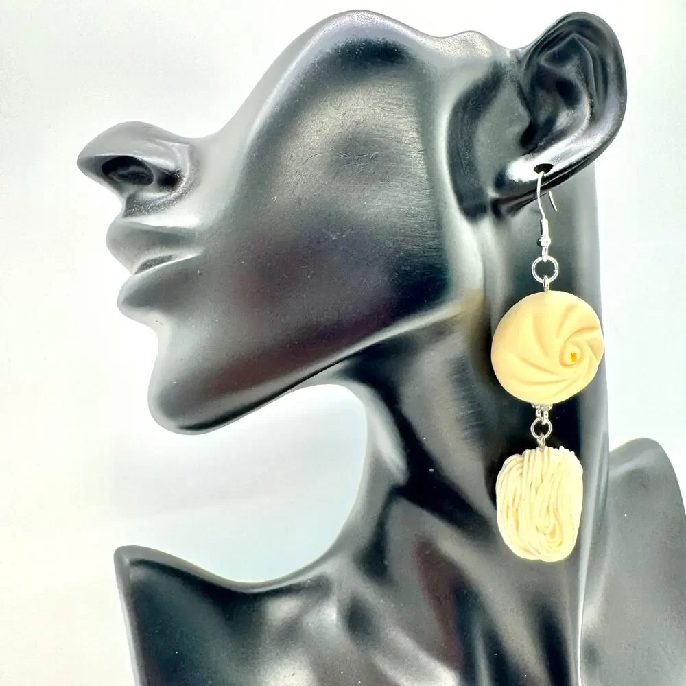 Dumpling & Noodle Earrings - Cute Foodie Dangles - Cozy Asian Aesthetic